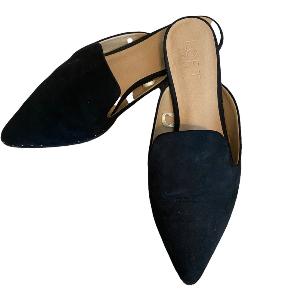 LOFT Studded Suede Pointed Toe Mules Size 8